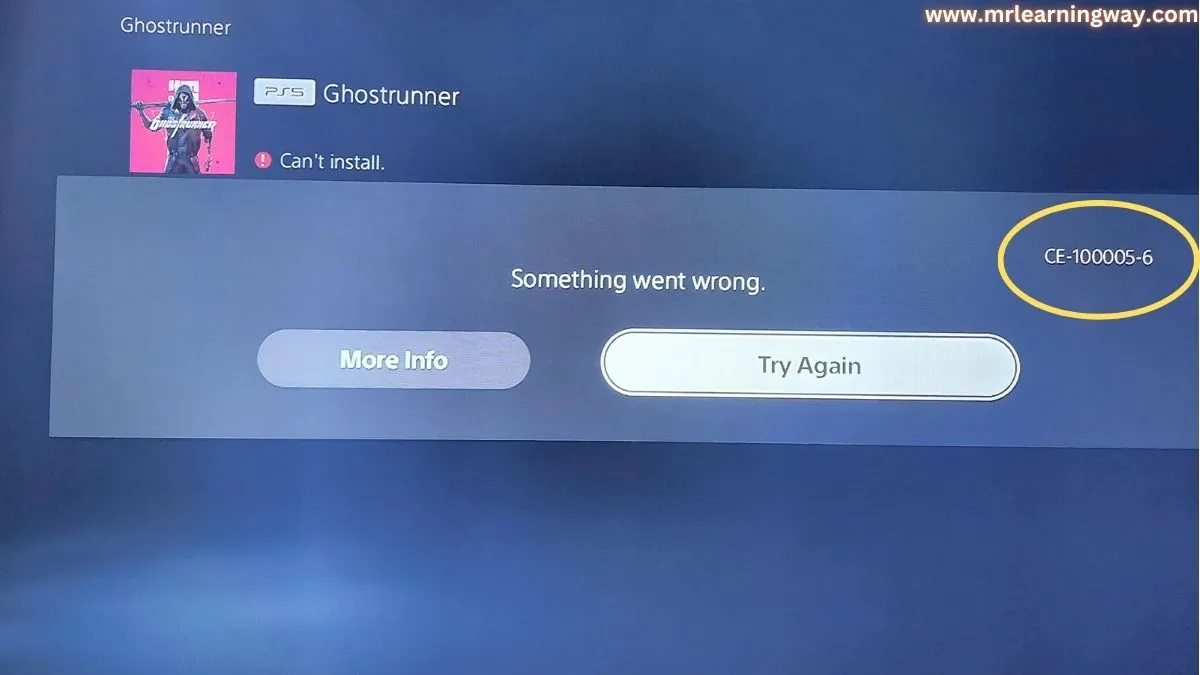 PS5 Error Code CE-10005-6