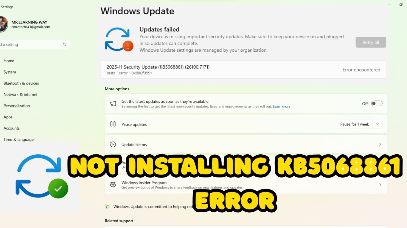 Fix update KB5068861 not installing